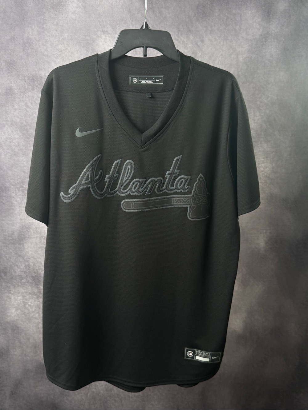 Nike Atlanta Braves Pitch Black Fashion Replica Baseball Jersey Mens Large L